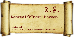 Kosztolánczi Herman névjegykártya